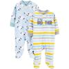 imageSimple Joys by Carters babyboys 2pack Fleece Footed Sleep and PlayBaby and Toddler SleepersLight Blue DogsWhite Stripe
