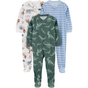 imageSimple Joys by Carters Toddlers and Baby Boys LooseFit Flame Resistant Fleece Footed Pajamas Pack of 3Dino Zoo Print