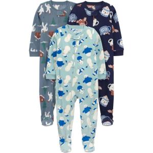 imageSimple Joys by Carters Toddlers and Baby Boys LooseFit Flame Resistant Fleece Footed Pajamas Pack of 3Snowman Yeti Mugs