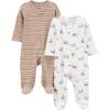 imageSimple Joys by Carters unisexbaby 2way Zip Thermal Footed Sleep and Play Pack of 2Brown Farm