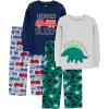 imageSimple Joys by Carters boys 4piece Pajama SetGreyGreen DinosaurFiretruckHeroes