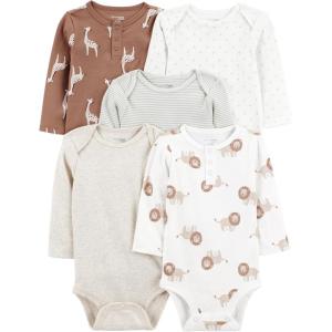 imageSimple Joys by Carters Unisex Baby 5pack Longsleeve BodysuitBrown Safari