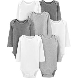 imageSimple Joys by Carters Unisex Baby 7pack Long Sleeve BodysuitWhiteLight Grey HeatherMedium Grey Heather