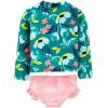 imageSimple Joys by Carters Toddlers and Baby Girls 2Piece Assorted Rashguard SetsGreen FloralPink Stripe