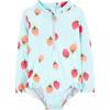 imageSimple Joys by Carters BabyGirls Long Sleeve Zipper One Piece SwimsuitBlue Strawberry