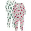 imageSimple Joys by Carters Neutral Holiday Loosefit Flame Resistant Fleece Footed Pajamas Santa ampamp Trees 5T