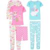 imageSimple Joys by Carters girls 6piece Snug Fit Cotton Pajama SetBlue BunnyPink DotsWhite Forest Animals