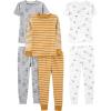 imageSimple Joys by Carters girls 6piece Snug Fit Cotton Pajama SetGold StripeGrey LionWhite Animal