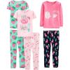 imageSimple Joys by Carters girls 6piece Snug Fit Cotton Pajama SetGreen StrawberriesPink FlamingoRose Llama PrintNavy