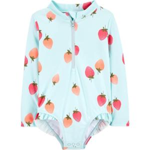 imageSimple Joys by Carters BabyGirls Long Sleeve Zipper One Piece SwimsuitBlue Strawberries