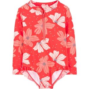 imageSimple Joys by Carters BabyGirls Long Sleeve Zipper One Piece SwimsuitPink Floral