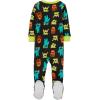 imageSimple Joys by Carters babyboys 3pack Snug Fit Footed Cotton PajamasBlack MonsterBlue DinosaurGrey Stripe