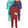 imageSimple Joys by Carters babyboys 3pack Snug Fit Footed Cotton PajamasNavy SpaceRust StripeTurquoise Green Dogs