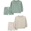 imageSimple Joys by Carters babyboys 4piece Sweatshirt SetBeige StripeBottle Green