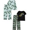 imageSimple Joys by Carters boys 4piece Polyester Pajama SetAqua Blue DinosaurBlack TrucksGreen Camo