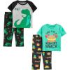 imageSimple Joys by Carters boys 4piece Polyester Pajama SetGreyGreenDinosaurFun Food