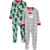 Light Grey Santa/Mint Green Christmas Print