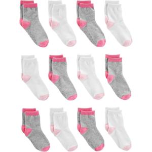 imageSimple Joys by Carters Unisex Toddlers and Babies Crew Socks 12 PairsGreyPinkWhite