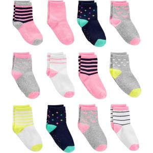 imageSimple Joys by Carters Unisex Toddlers and Babies Crew Socks 12 PairsMulticolorDinosaurDotsHeartsStripe