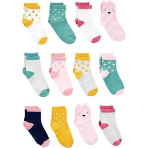 imageSimple Joys by Carters Unisex Toddlers and Babies Crew Socks 12 PairsMulticolorFlowersFruitHearts