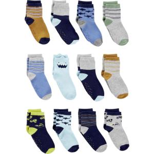 imageSimple Joys by Carters Unisex Toddlers and Babies Crew Socks 12 PairsMulticolorMonsterSharksStripe
