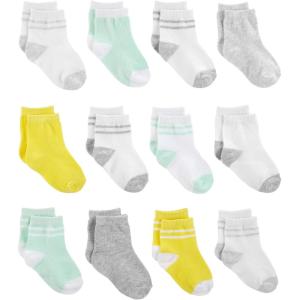 imageSimple Joys by Carters Unisex Toddlers and Babies Crew Socks 12 PairsMulticolorSolid Colors