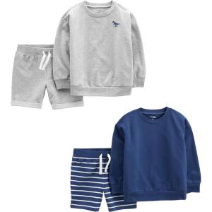 imageSimple Joys by Carters babyboys 4piece Sweatshirt SetGreyNavyDinosaurStripe