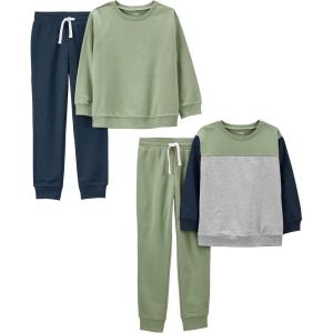 imageSimple Joys by Carters babyboys 4piece Sweatshirt SetOliveGrey