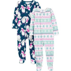 imageSimple Joys by Carters unisexchild Holiday Loosefit Flame Resistant Fleece Footed PajamasFair IslePenguin