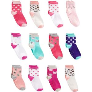 imageSimple Joys by Carters babyboys 12pack Neutral Sock LowAnimal PrintAvocadosCatDots