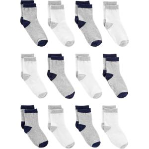 imageSimple Joys by Carters babyboys 12pack Neutral Sock LowGreyWhite