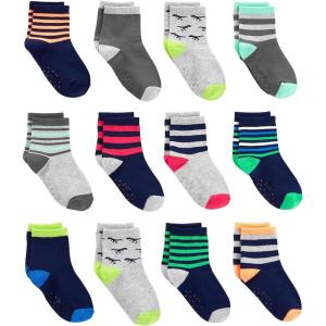 imageSimple Joys by Carters babyboys 12pack Neutral Sock LowMulticolorDinosaurStripe