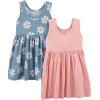 imageSimple Joys by Carters babygirls Shortsleeve and Sleeveless Dress Sets Pack of 2Dusty Blue FloralPink