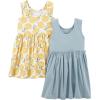 imageSimple Joys by Carters babygirls Shortsleeve and Sleeveless Dress Sets Pack of 2Dusty BlueWhite Lemon