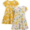 imageSimple Joys by Carters babygirls Shortsleeve and Sleeveless Dress Sets Pack of 2Grey PineappleMustard Yellow Flowers
