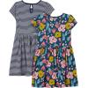 imageSimple Joys by Carters babygirls Shortsleeve and Sleeveless Dress Sets Pack of 2Indigo FloralWhite Stripe
