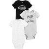 imageSimple Joys by Carters Baby 3pack Short SleeveBlack Text PrintGrey MomWhite