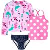 imageSimple Joys by Carters BabyGirls 3Piece Assorted Rashguard SetsNavy DotsPink Polka DotSea Life
