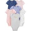 imageSimple Joys by Carters BabyGirls 6Pack ShortSleeve BodysuitMulticolorButterfliesDotsDucksStripe