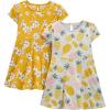 imageSimple Joys by Carters babygirls Shortsleeve and Sleeveless Dress Sets Pack of 2Grey PineappleMustard Yellow Flowers