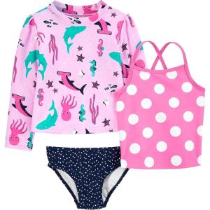 imageSimple Joys by Carters BabyGirls 3Piece Assorted Rashguard SetsNavy DotsPink Polka DotSea Life