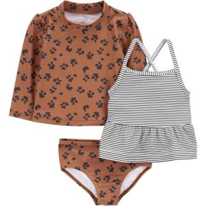 imageSimple Joys by Carters BabyGirls 3Piece Assorted Rashguard SetsStripeBrown Cheetah