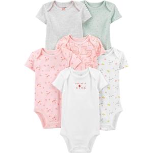 imageSimple Joys by Carters BabyGirls 6Pack ShortSleeve BodysuitMulticolorCatDotsFloral