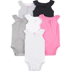 imageSimple Joys by Carters BabyGirls 6Pack ShortSleeve BodysuitMulticolorDotsHearts