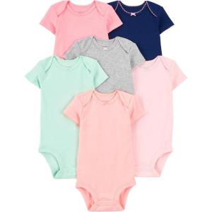 imageSimple Joys by Carters BabyGirls 6Pack ShortSleeve BodysuitMulticolorSolid Colors