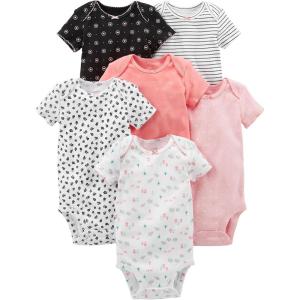 imageSimple Joys by Carters BabyGirls 6Pack ShortSleeve BodysuitPinkBlackWhite
