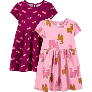 imageSimple Joys by Carters babygirls Shortsleeve and Sleeveless Dress Sets Pack of 2CherryLlama